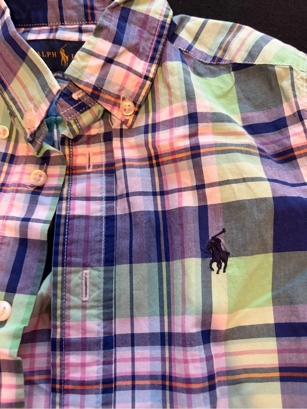Ralph Lauren Blue, Green & Pink Plaid Button-Down Shirt